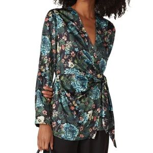 Badgley Mischka Floral Wrap Blouse